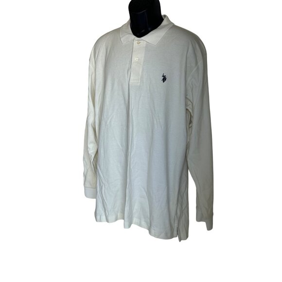 Mens U.S. Polo Assn. Long Sleeve Beige Polo Shirt - Picture 2 of 10